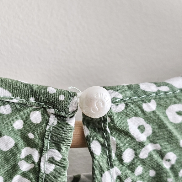 Women's Olive Green All Over Print Round Neck Boho Short Sleeve Blouse Size XL - Picture 8 of 16